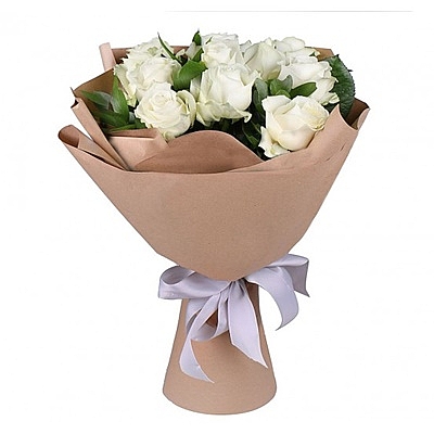 Bouquet of 12 White Roses