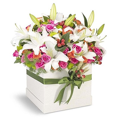 Lilies and Roses in a Box